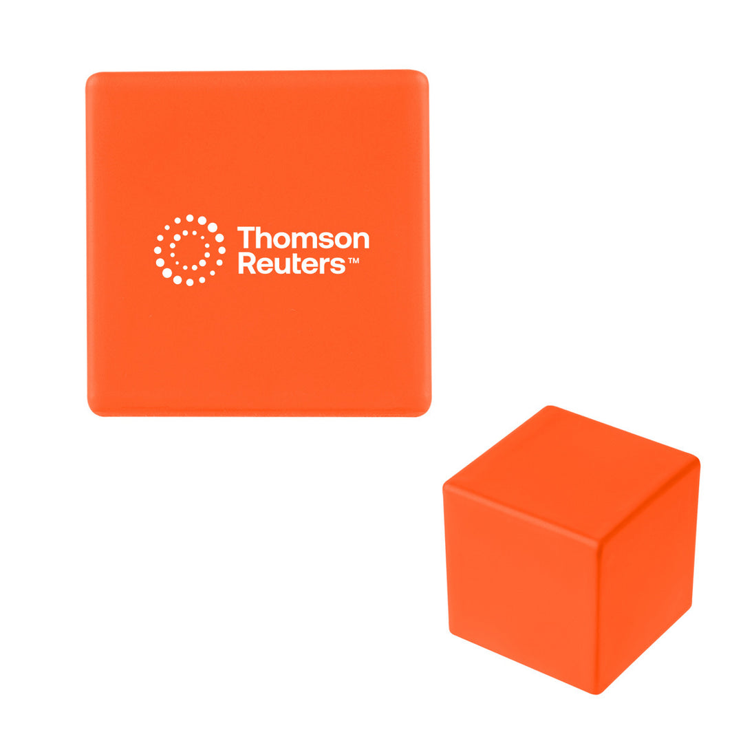 An orange square promotional tag with rounded corners featuring the white Thomson Reuters logo