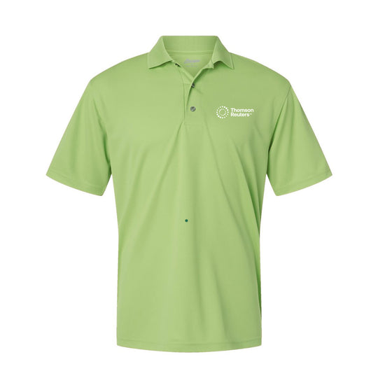 A light green short-sleeve polo shirt with a white &